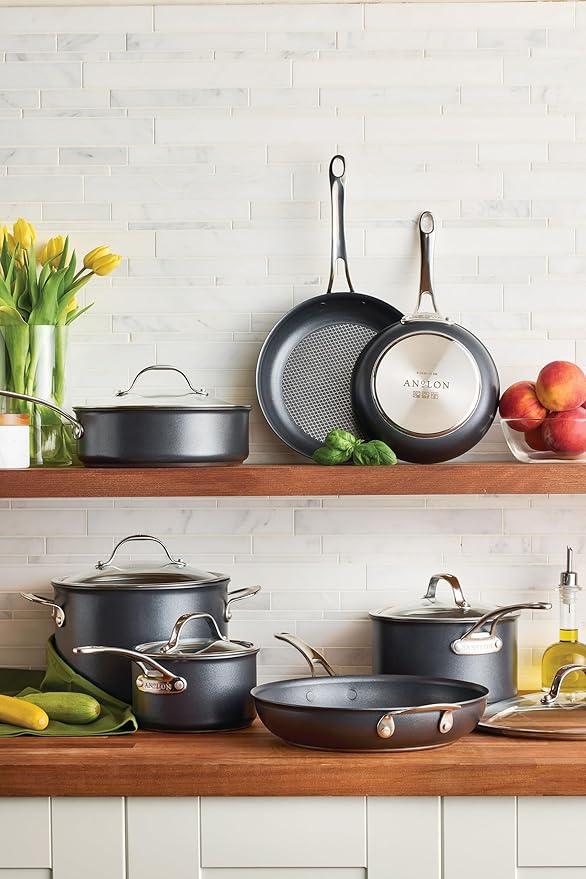 Anolon X Hybrid Nonstick Nonstick Cookware Induction Pots and Pans Set, 12 Piece - Charcoal Gray