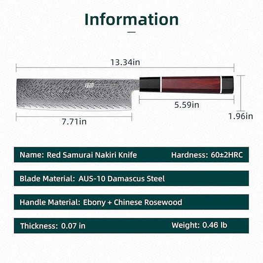 FINDKING Usuba Nakiri Knife 7 Inch, Damascus Vegetable Cleaver for Chopping & Mincing, Straight Edge, Japanese Style (Samurai Series)