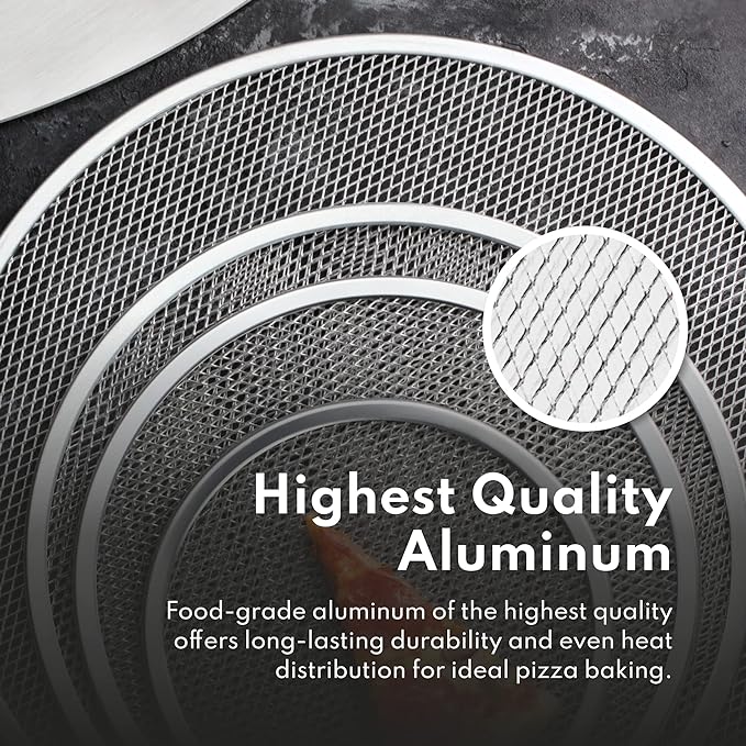 New Star Foodservice 50974 Restaurant-Grade Aluminum Pizza Baking Screen, Seamless, 16-Inch, Pack of 6