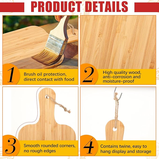 Tanlade 18 Pcs Bamboo Cutting Board Bulk 15" x 7" Chopping Board with Handle Wood Charcuterie plank Engraving Serving Kitchen Planks for Wedding Housewarming Gift