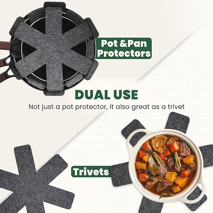 Pot and Pan Protectors, Extra Thick Pan Protectors for Stacking, Set of 12 and 4 Different Sizes, Pan Separators for Stacking