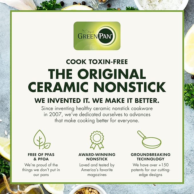 GreenPan Treviso 9.5” and 11” Frying Pan skillet Set, Non-Toxic PFAS-Free Stainless Steel Ceramic Nonstick Coating, Induction Suitable, Multi Clad, Pouring Rims, Dishwasher & Oven Safe to 600°