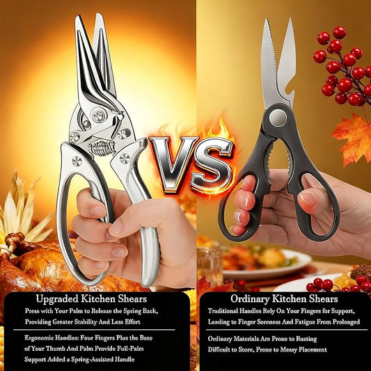 2025 New Heavy Duty Kitchen Scissors,Multifunctional Heavy-Duty Kitchen Shears,Stainless Steel Scissor,Scissors All Purpose for Food,All-Steel Chicken Bone Shears,for Chicken Meat Seafood Bone Cutting