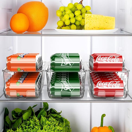 Simple Houseware 4-Pack Front-Loading Beverage Soda Can Organizer Dispenser, Clear