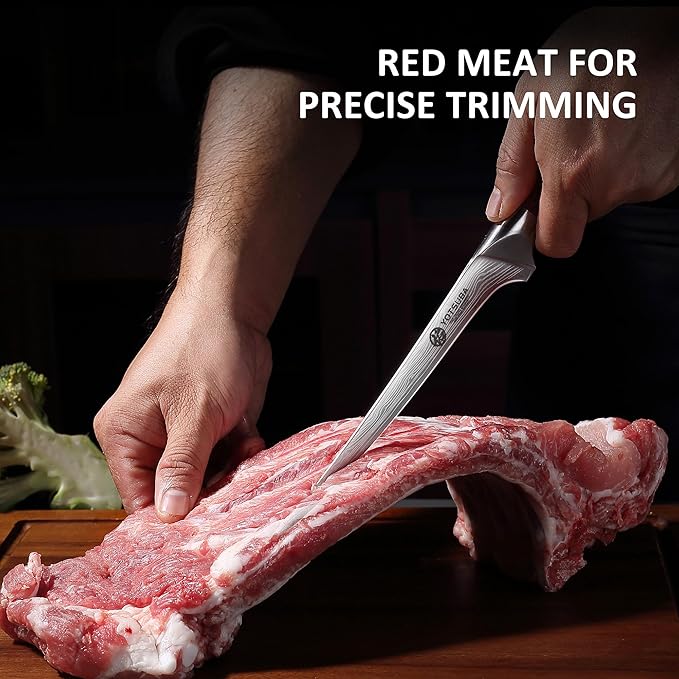 YOTSUBA Fillet Knife, 7 Inch Fish Knives for Filleting, Razor Sharp High Carbon Steel Boning Knife with Ergonomic Rosewood Handle, Professional Fish Knives for Meat with Gift Box