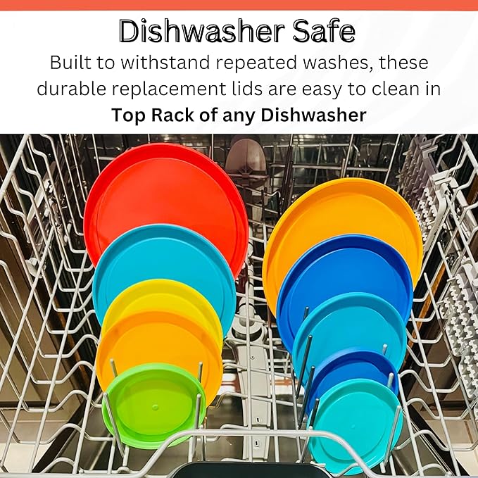 4 Cup/950 mL Orange, Red, Blue Replacement Lids/Covers for Pyrex 7201-PC, 4 Cup/32oz Anchor Hocking & Klare Ware Storage Bowls *Lids Only* - *Glass Container Not Included* (6 Pack, Orange, Red, Blue)