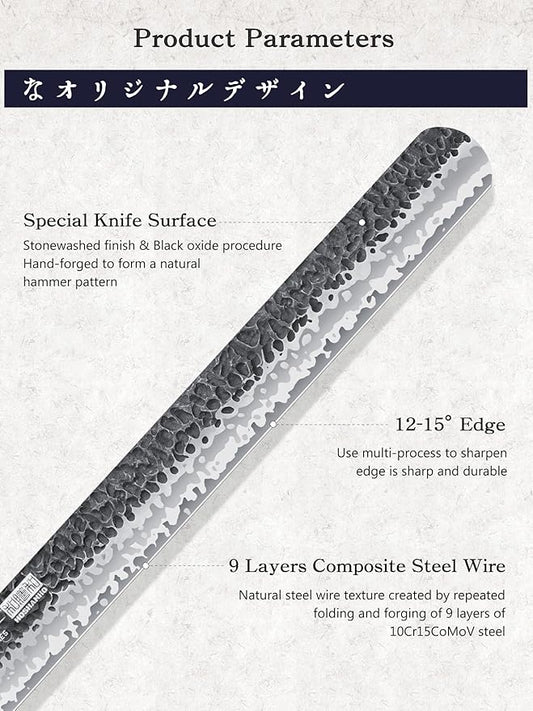 12 Inch Brisket Slicing Knife, Japanese Carving Knife for Meat Cutting and BBQ, Hand Forged Razor Sharp Slicing Knives with Ergonomic Octagonal Handle