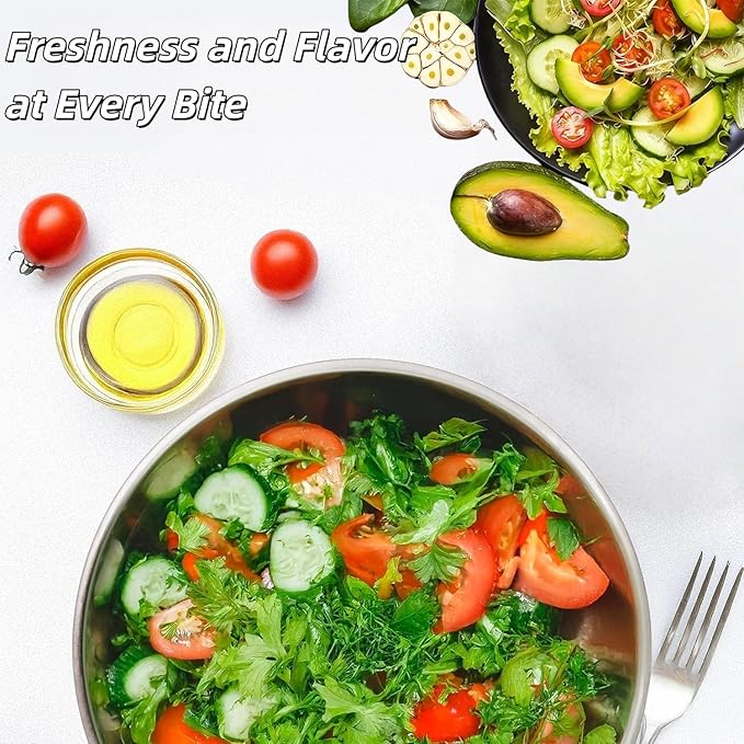 Stainless Steel Salad Spinner - 5.3 Qt Large Capacity with Effortless Crank Handle, Non-Slip Base, Dishwasher Safe for Home & Commercial Use, Ideal for Greens, Vegetables, Fruit, and Pasta.