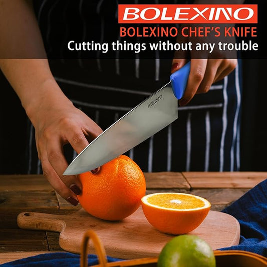 8 inch Japanese High Carbon Stainless Steel Chef Knife, Professional Extra Sharp Wide Cook Knife with Non-slip Ergonomic Handle, for Kitchen Home Restaurant