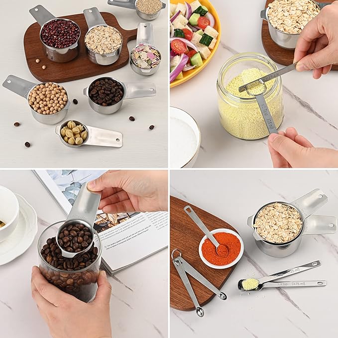 22-Piece Stainless Steel Measuring Set - Cups & Spoons, Metric & US, Dry & Liquid