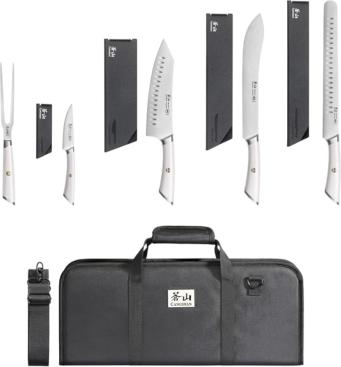 Cangshan Elbert Series German Steel Forged 6-Piece BBQ Knife Set, White, 1027006