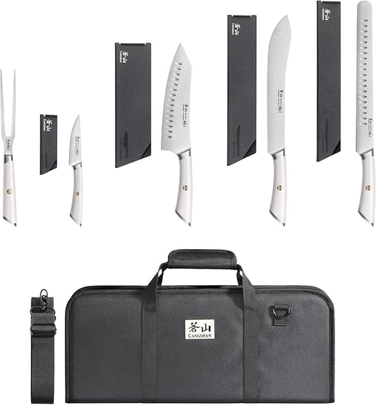 Cangshan Elbert Series German Steel Forged 6-Piece BBQ Knife Set, White, 1027006