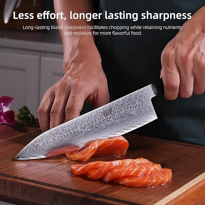 FINDKING 8 Inch Japanese Chef's Knife, Premium Damascus Steel Construction Kitchen Knife, Multifunctional Gyuto Knife, Exceptional Cutting Performance (Samurai Series)