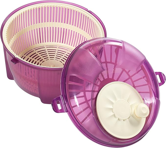 Mabel Home Salad Spinner, Salad Tosser and Mixer, 5,5 Quart, Vegetable Spinner -EXTRA Salt&Pepper Shaker inc. (Purple)