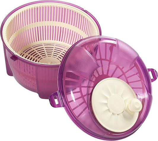 Mabel Home Salad Spinner, Salad Tosser and Mixer, 5,5 Quart, Vegetable Spinner -EXTRA Salt&Pepper Shaker inc. (Purple)