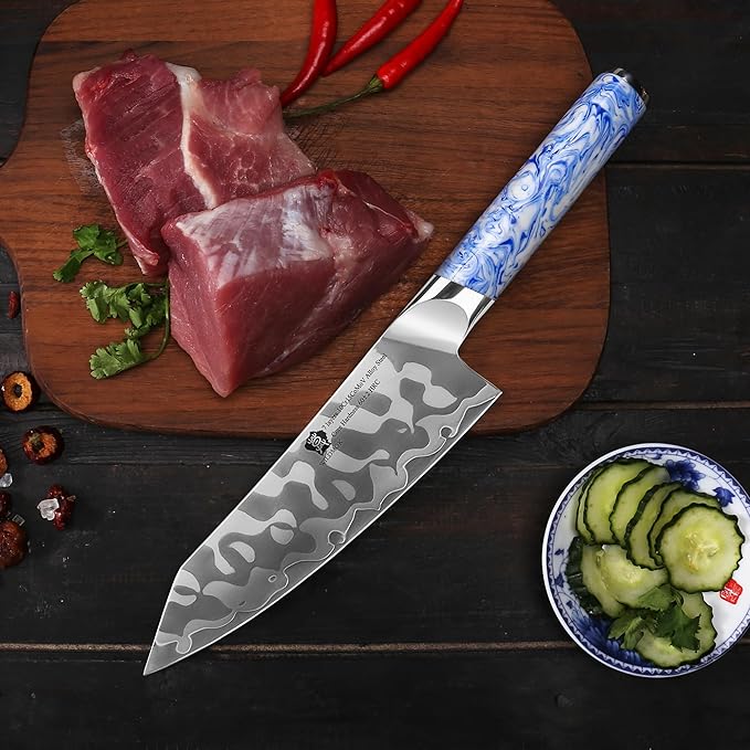WILDMOK Santoku Knife 7 Inch, 7 Layer Alloy Steel Japanese Kitchen Chef Knives -Ultra Sharp Kitchen Chopping Knife with Resin Handle