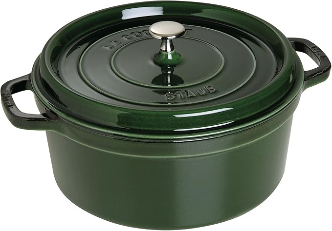 Staub Cast Iron 7-qt Round Cocotte - Basil, Made in France