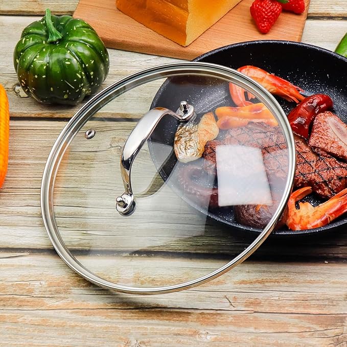 10.25 Inch Glass Lid for Lodge Cast Iron Skillet, 5 Quart Dutch Ovens, Calphalon 10 Inch Skillet - Dishwasher Safe