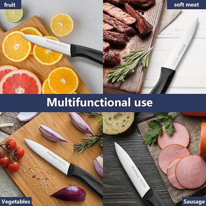 Paring Knife Fruit Knife Set (6 Pieces), Ultra Sharp Stainless Steel Vegetable and Fruit Knife with PP Plastic Ergonomic Handle for Cutting Fruits and Vegetables.