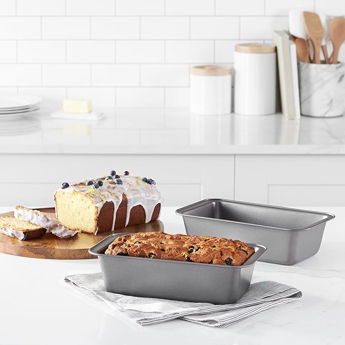Amazon Basics Rectangular Baking Bread Loaf Pan, 9.5 x 5 Inch, Set of 2, Gray (Pack of 6)