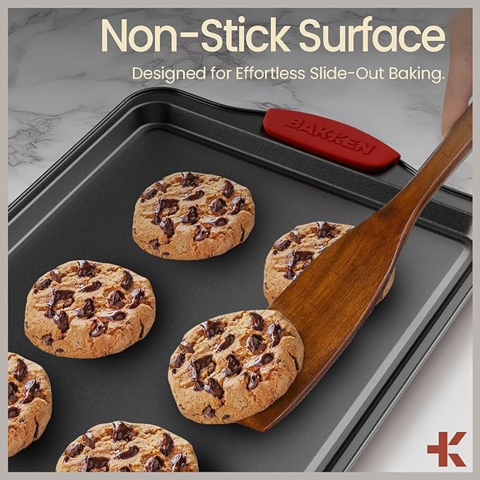 6-Piece Nonstick Gray Marble Coated Bakeware Set - Professional Quality Carbon Steel Pans with Silicone Handles - Ideal for Oven, Refrigerator, Freezer - Dishwasher Safe