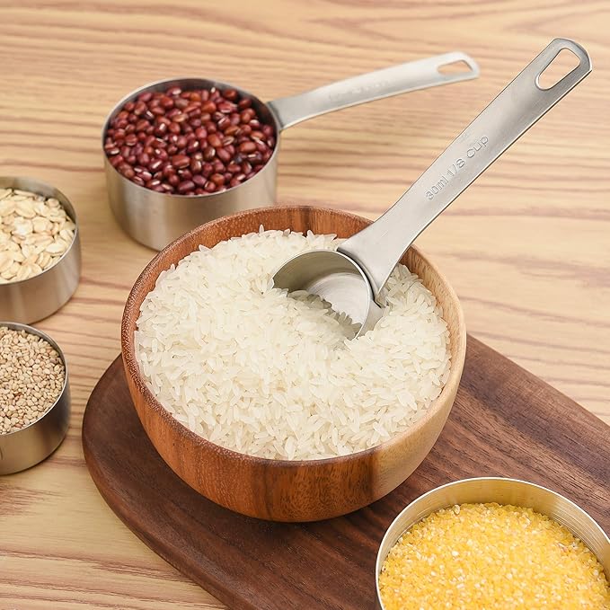 Measuring Cups Set, 18/8 Stainless Steel Measuring Cups for Dry & Liquid, Metal Measure Cups With Bonus Magnetic Conversion Chart for Kitchen & Baking