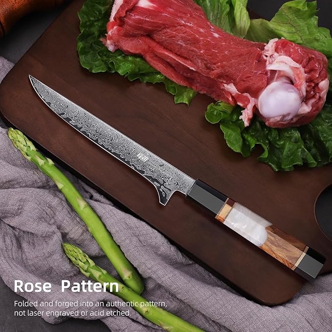 FINDKING Boning Knife 5.5 Inch, Sharp Trimming & Fillet Knife for Meat, Brisket & Fish, Japanese Style (BLACK-ROSE Series)