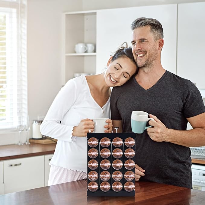 Wall Mounted Coffee Pod Holder, Holds 20 K Cup Coffee Capsules, for Wall Countertop Drawer, Black