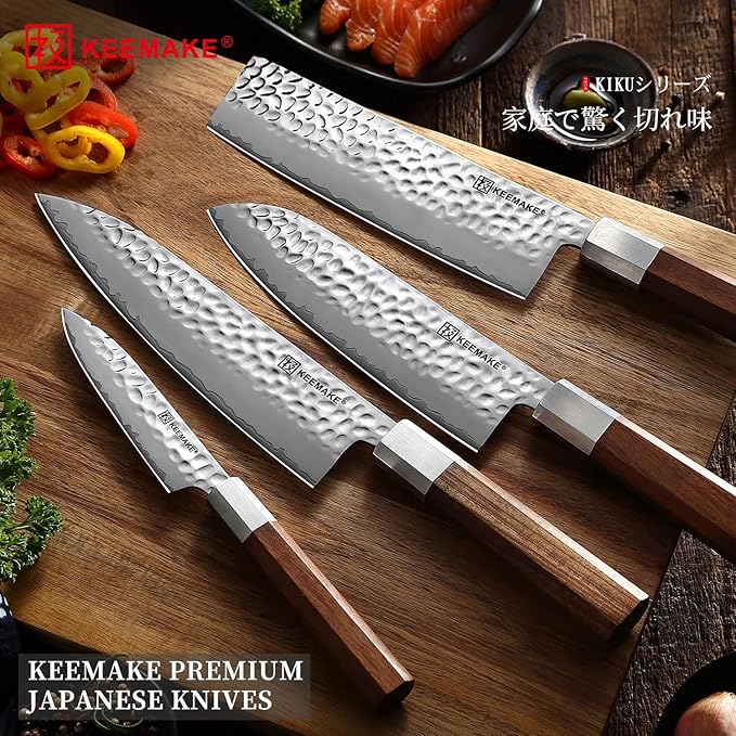 KEEMAKE Nakiri Knife 7 inch Japanese Vegetable Knife 3 Layer 9CR18MOV Superior Stainless Steel Sharp Asian Knives with Octagonal Handle