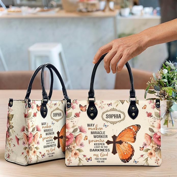THUYPT Personalized Christian Leather Handbags, Handbag & Purse With Bible Verse Religious Tote Bag, Gift for Women