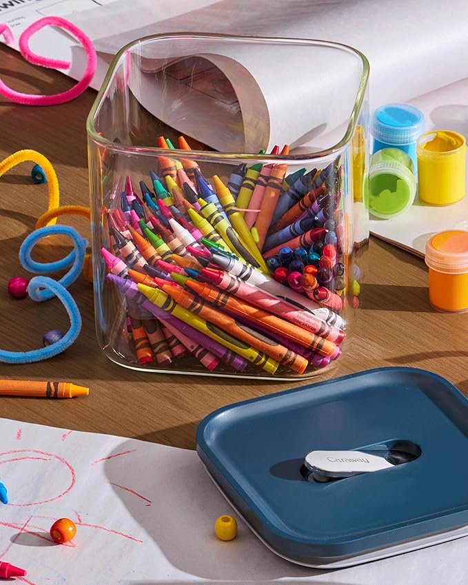 Caraway 2.5qt Glass Airtight Food Storage Container with Lid – Non-Toxic, BPA-Free Kitchen Storage Container – Stackable, Space-Saving Airtight Container for Dry Goods and More - Perracotta