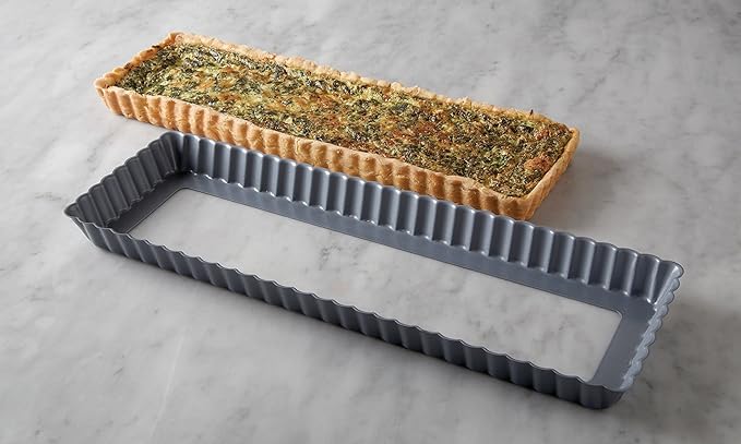 Fox Run Rectangular Loose Bottom Tart/Quiche Pan, Preferred Non-Stick, 14-Inch