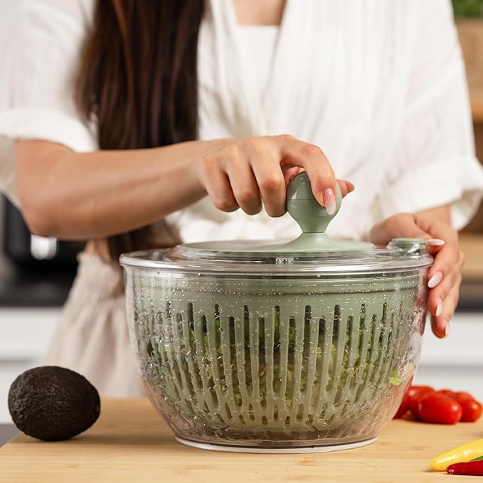 Generic BZ Chef Salad Spinner Pro: Large 4L Salad Bowl with Built-in Colander Drain - Effortless Washing, Spinning, and Drying for Crisp Greens and Veggies - Kitchen Essential Gadgets