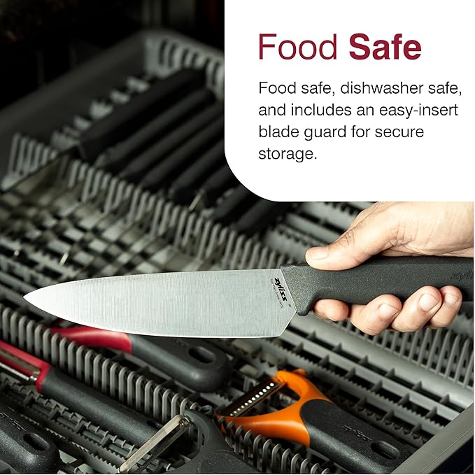 Zyliss Comfort Knife - Japanese Stainless Steel Blade - Non-Slip Contoured Handle for All Hand Sizes - Kitchen Tools with Safety Kitchen Blade Guards - Dishwasher Safe - 5.9" Chef's Knife