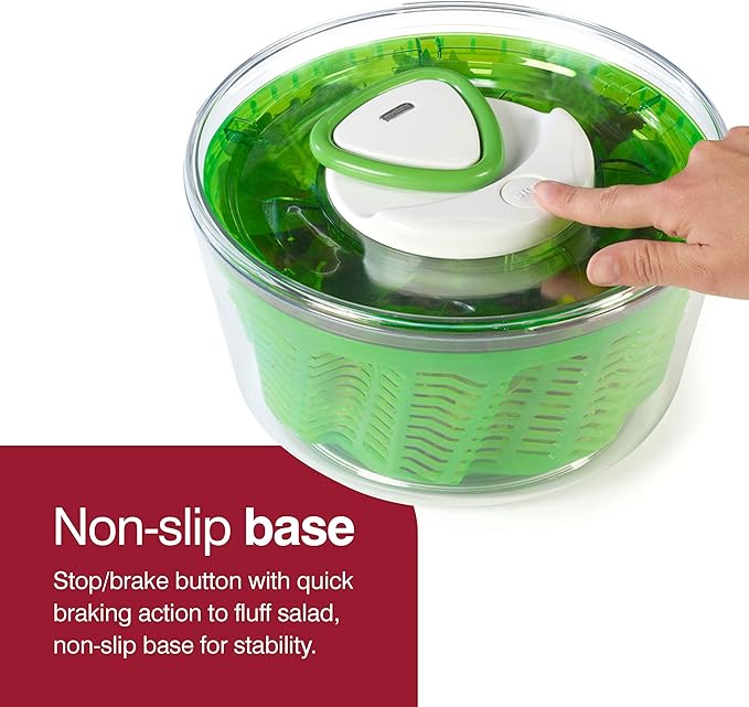 Zyliss Easy Spin 2 AquaVent Large Salad Spinner - Salad Spinner with Pull Cord - Salad Bowl for 4 to 6 Servings - Manual Vegetable and Fruit Dryer - Vegetable Spinner with Brake - Green, Large