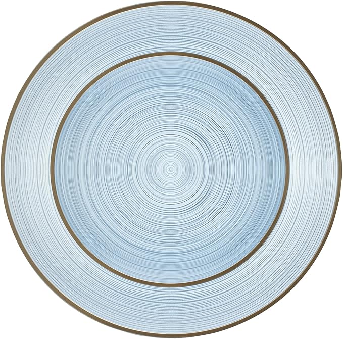 Restaurantware Plastic Plates 40 Pcs 7.13" and 10" Combo Gold Rimmed Plate Set Disposable Heavy-Duty Blue Translucent Rippled Plastic Dinner Servers for Party, Weddings, Salads, Desserts
