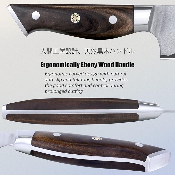8 Inch Chef Knife, Sharp Kitchen Cutting Knife Japanese High Carbon Steel AUS10 with Ebony Wood Handle, Professional Chefs Knife for Meat Vegetable