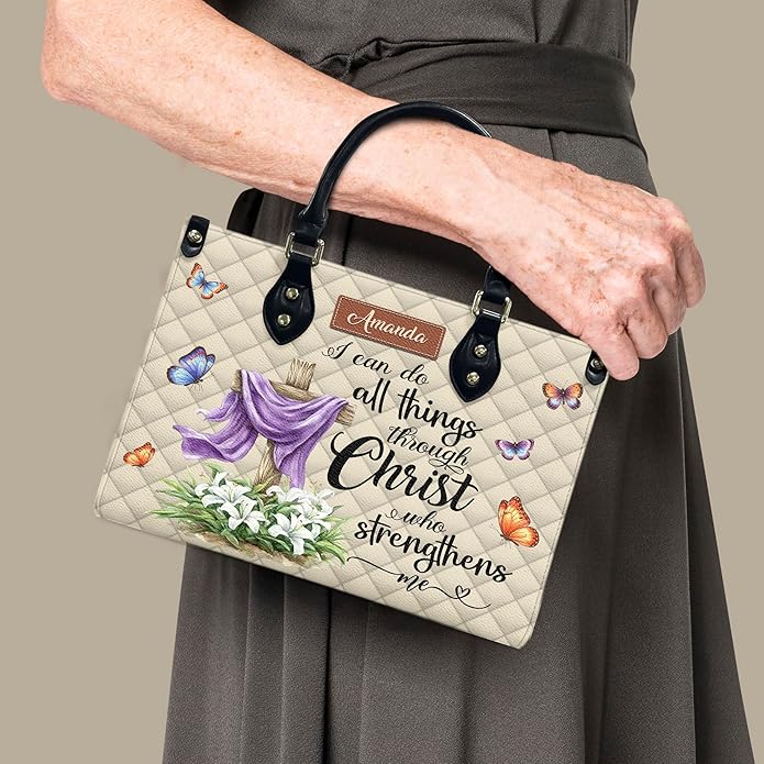 THUYPT Personalized Christian Leather Handbags, Handbag & Purse With Bible Verse Religious Tote Bag, Gift for Women