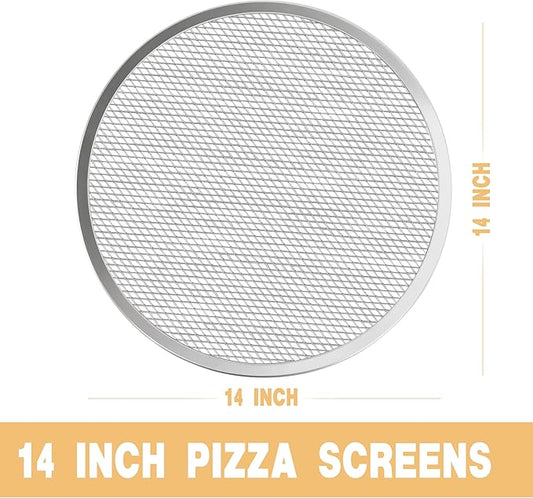 LRui Pizza Screen,14 Inch,12 Pack,Seamless Aluminum Pizza Pan With Holes.