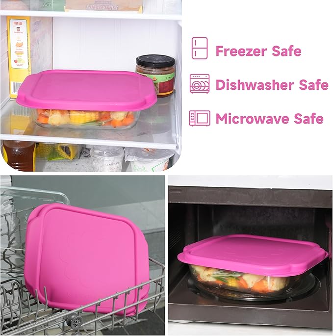 Silicone Lids for Pyrex 222丨222-D Glass Baking Dish, 1 Pack Silicone Lid for Pyrex Glass Baking Dish, Dishwasher & Freezer & Microwave Safe (Baking Dish Not included)