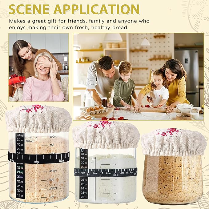 Cherry Blossom Japanese Painting Sourdough Starter Jar Covers Reusable,Breathable Fabric Lids for Mason Jars,Wide Mouth and Regular Mouth(5 Pack)