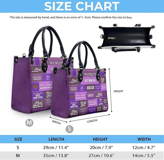 THUYPT Personalized Birth Flower Leather Bag for Mom, Women Faux Leather Handbags with Ziplock, Mother's Day Gifts