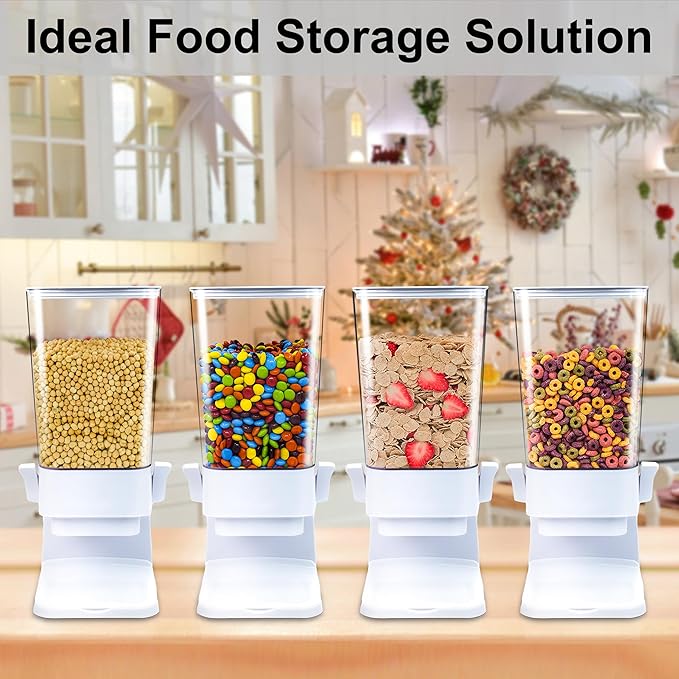 Cereal Dispenser Countertop with lids, 5L Organization and Storage Containers for Kitchen and pantry, Plastic Containers for food, Cereal, Rice, Beans, Grains, Nuts, Oatmeal, Pet food, White, 1Pc