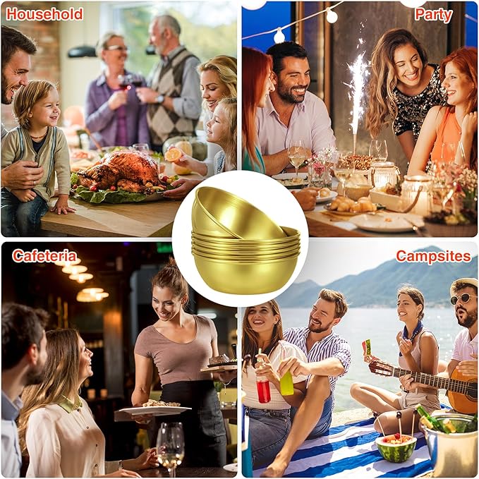 10 Pack Gold Stainless Steel Mini Bowls 3.2 Inch Small Sauce Dishes for Sushi Dipping, Condiments, Desserts & Facial Mask Mixing (Gold)
