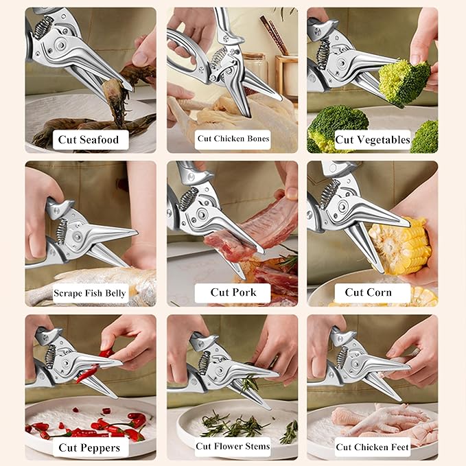 2025 New Heavy Duty Kitchen Scissors,Multifunctional Heavy-Duty Kitchen Shears,Stainless Steel Scissor,Scissors All Purpose for Food,All-Steel Chicken Bone Shears,for Chicken Meat Seafood Bone Cutting
