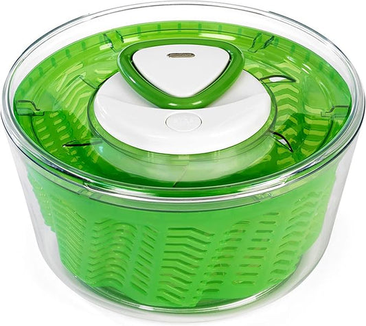 Zyliss Easy Spin 2 AquaVent Large Salad Spinner - Salad Spinner with Pull Cord - Salad Bowl for 4 to 6 Servings - Manual Vegetable and Fruit Dryer - Vegetable Spinner with Brake - Green, Large