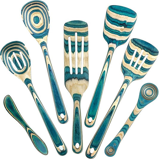 Totally Bamboo Baltique Mykonos Collection 7 Piece Cooking Utensil Set, Safe for Nonstick