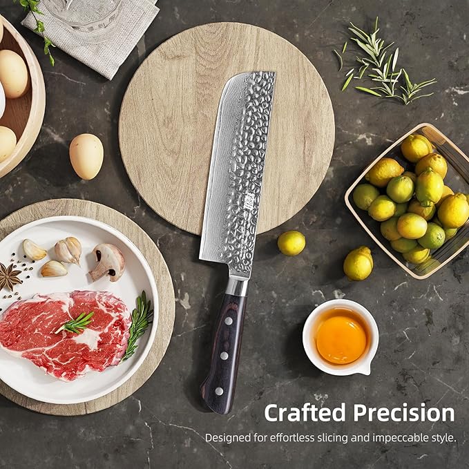 FINDKING 7 Inch Japanese Nakiri Knife, Straight-Edged Vegetable Cleaver for Efficient Chopping and Mincing, Specialized Usuba Milk Street Knife (Raven Series)