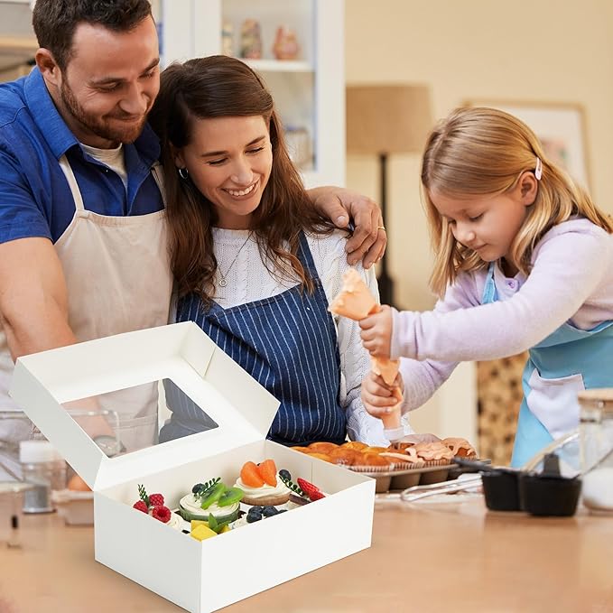 LotFancy 12 Pack Cupcake Boxes 6 Count, Pre-folded Cupcake Carrier with Window Holding 72 Standard Cupcakes, Food Grade Disposable Pastry Boxes