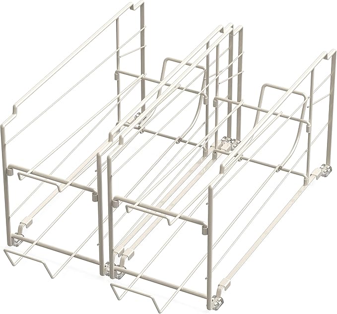 Simple Houseware Stackable Beverage Soda Can Dispenser Organizer Rack, White - 2 Pack